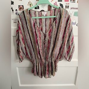 Printed Short Sleeve Blouse